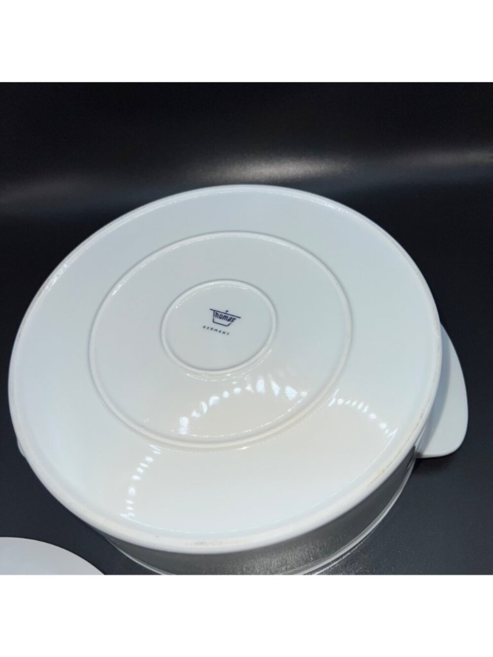 White Porcelain Round Casserole Dish With Lid Silver Trimmed Thomas Germany VTG - Picture 8 of 9